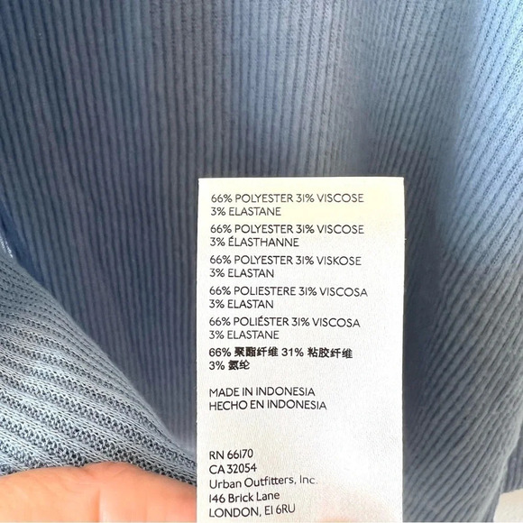 Free People Ribbed Cowl Neck Pale Blue Long Sleeve Lounge Cozy Top Small - Picture 8 of 9